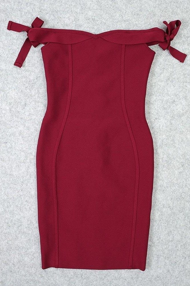 Penelope Bandage Mini Dress - Red Wine - Stylish red dress for special occasions | Buy Online