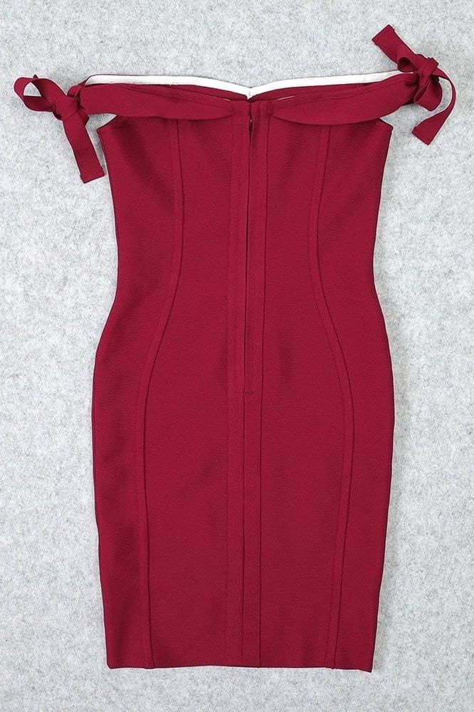 Shop  red dress - Perfect for special occasions | Penelope Bandage Mini Dress - Red Wine