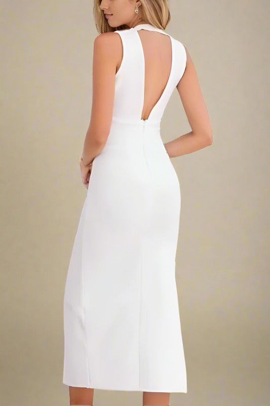 Shop  white dress - Perfect for special occasions | Pia Bandage Midi Dress - White Pearl