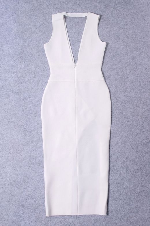 Pia Bandage Midi Dress - White Pearl - Stylish white dress for special occasions | Buy Online