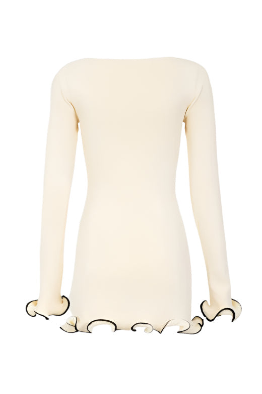 Stylish beautiful dress | Regina Long Sleeve Mini Dress - Cream - Ideal for special occasions