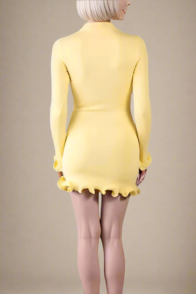 Shop  yellow dress - Perfect for special occasions | Regina Long Sleeve Mini Dress - Sun Yellow