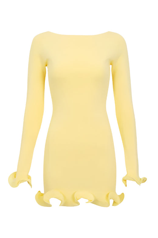 Regina Long Sleeve Mini Dress - Sun Yellow - Stylish yellow dress for special occasions | Buy Online