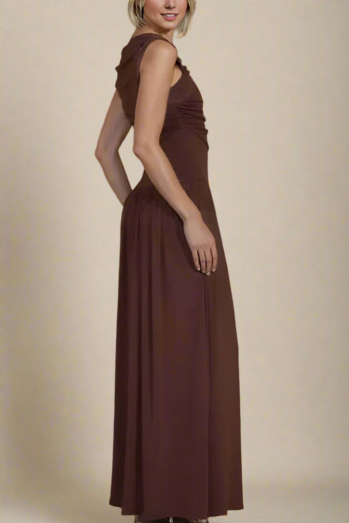 Stylish brown dress | Saint Bodycon Wrap Maxi Dress - Chocolate Brown - Ideal for special occasions