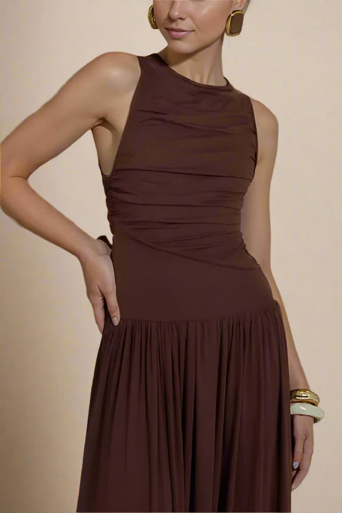 Stylish brown dress | Saint Bodycon Wrap Maxi Dress - Chocolate Brown - Ideal for special occasions