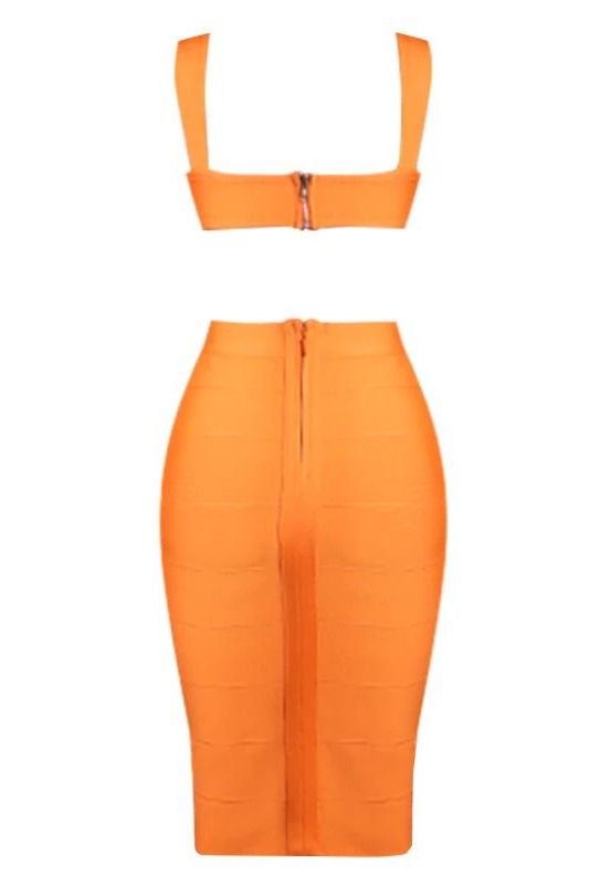 Stylish orange dress | Sasha Bandage Midi Dress - Apricot Orange - Ideal for special occasions