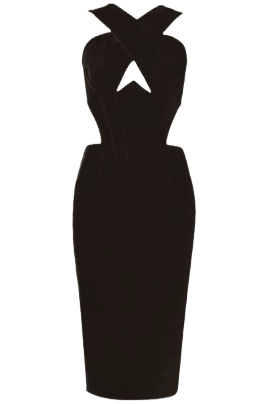 Shop  black dress - Perfect for special occasions | Sasha Bandage Midi Dress - Classic Black