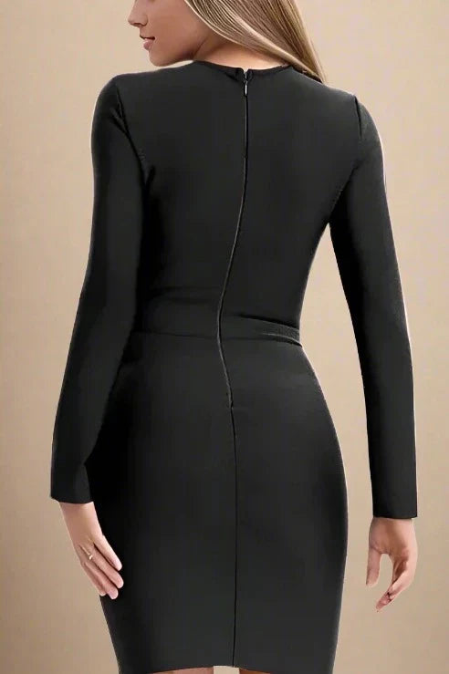 Stylish black dress | Sofie Long Sleeve Bodycon Mini Dress - Classic Black - Ideal for special occasions