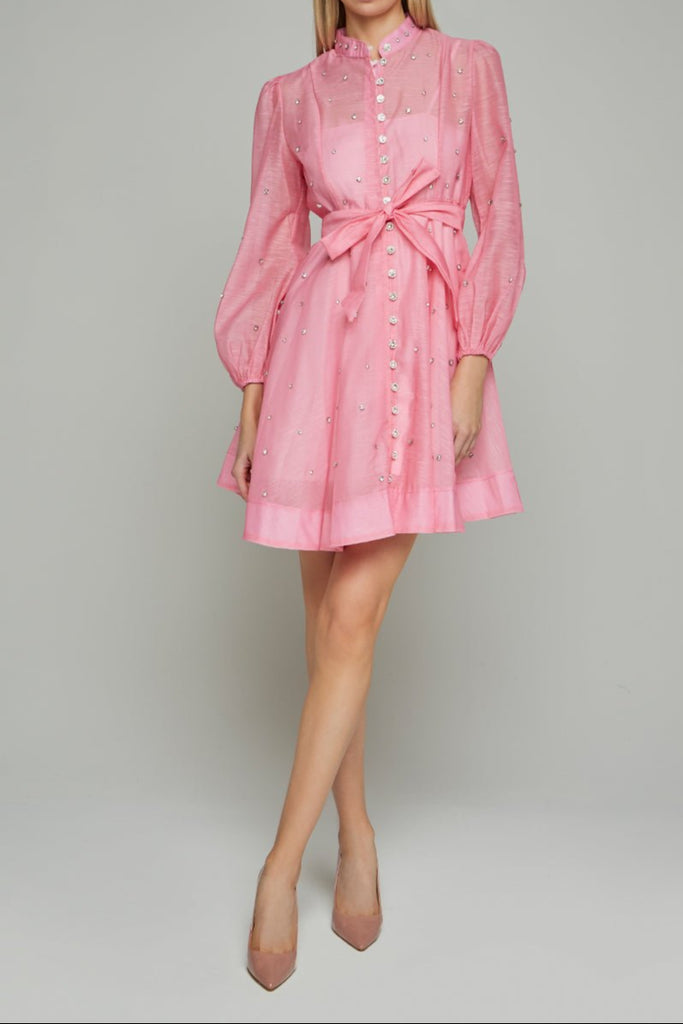 Shop  beautiful dress - Perfect for special occasions | Sorelina Lantern Sleeve Rhinestone Mini Dress