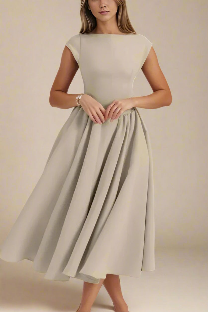 Stylish beige dress | Stella Midi Dress - Beige Cream - Ideal for special occasions