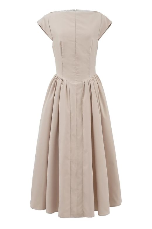 Stylish beige dress | Stella Midi Dress - Beige Cream - Ideal for special occasions