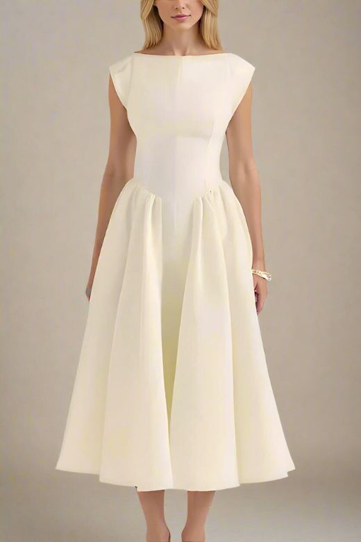 Shop  white dress - Perfect for special occasions | Stella Midi Dress - Ivory White