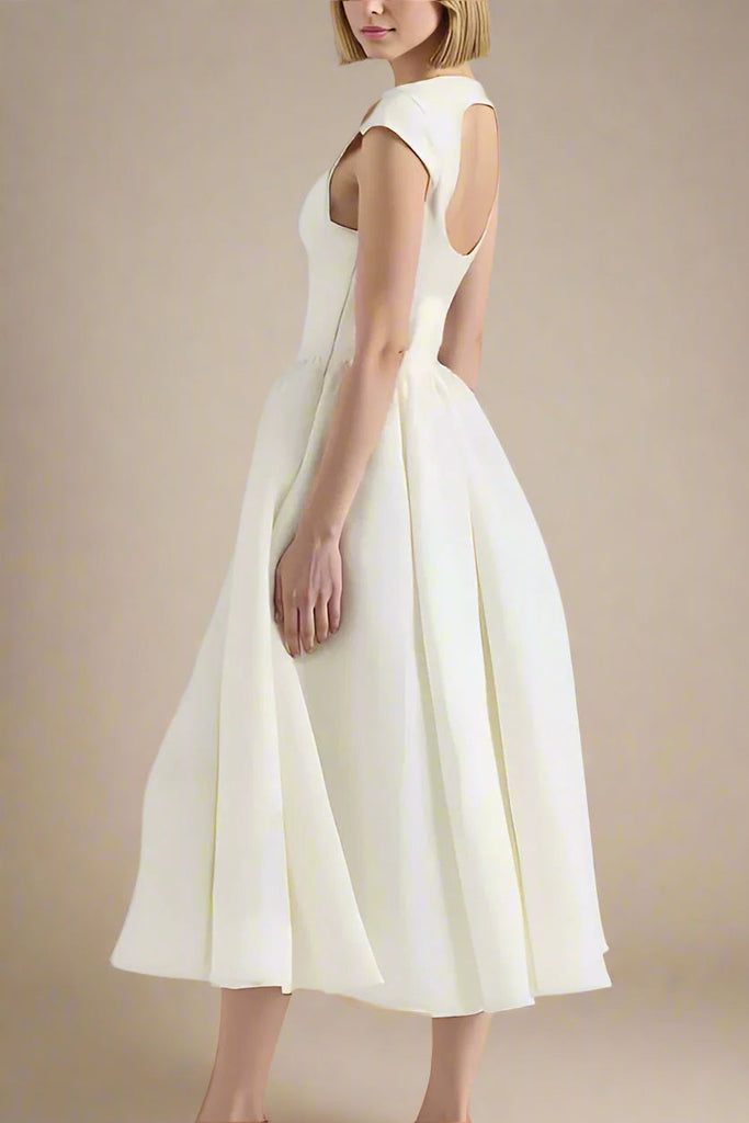 Stella Midi Dress - White Pearl - Stylish white dress for special occasions | Buy Online