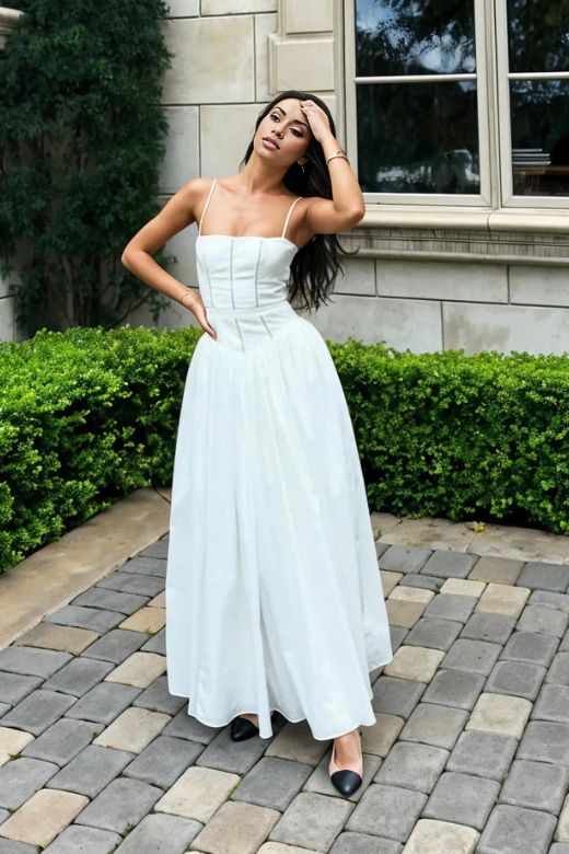 Shop  white dress - Perfect for special occasions | Tasmin Midi Dress - White Pearl