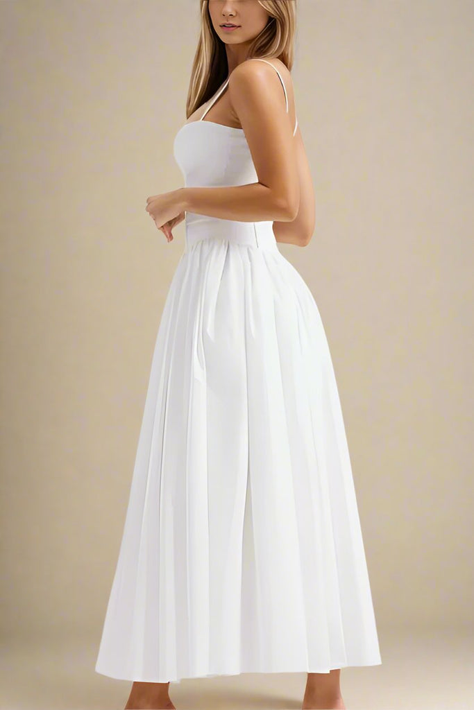 Stylish white dress | Tasmin Midi Dress - White Pearl - Ideal for special occasions