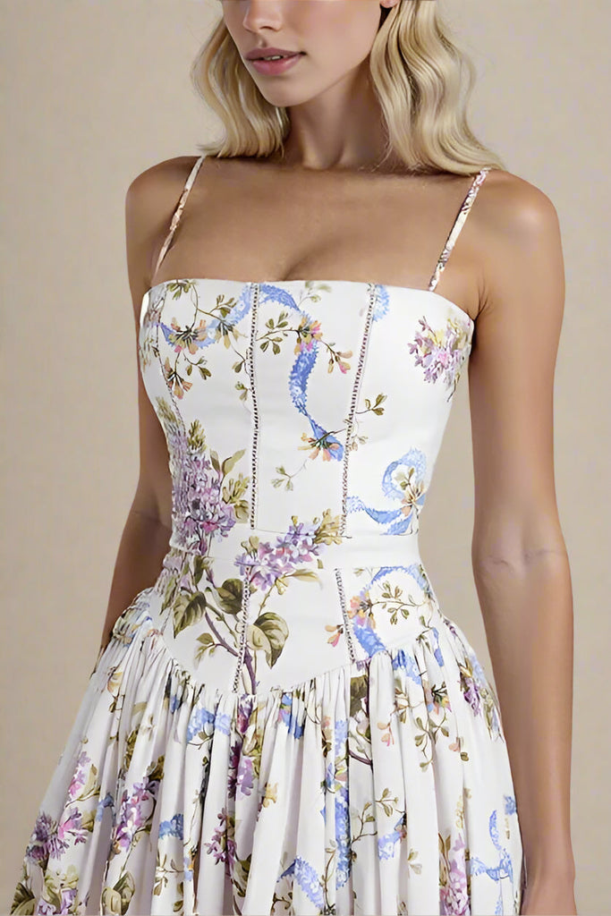 Stylish white dress | Tasmin Midi Dress - White Floral - Ideal for special occasions