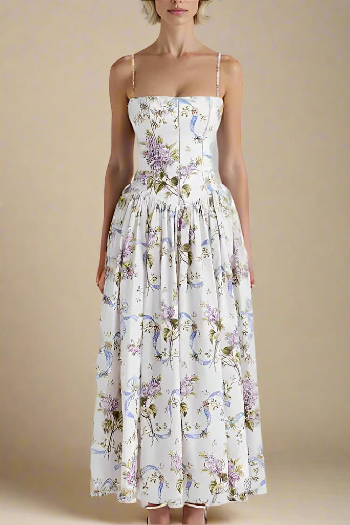 Stylish white dress | Tasmin Midi Dress - White Floral - Ideal for special occasions