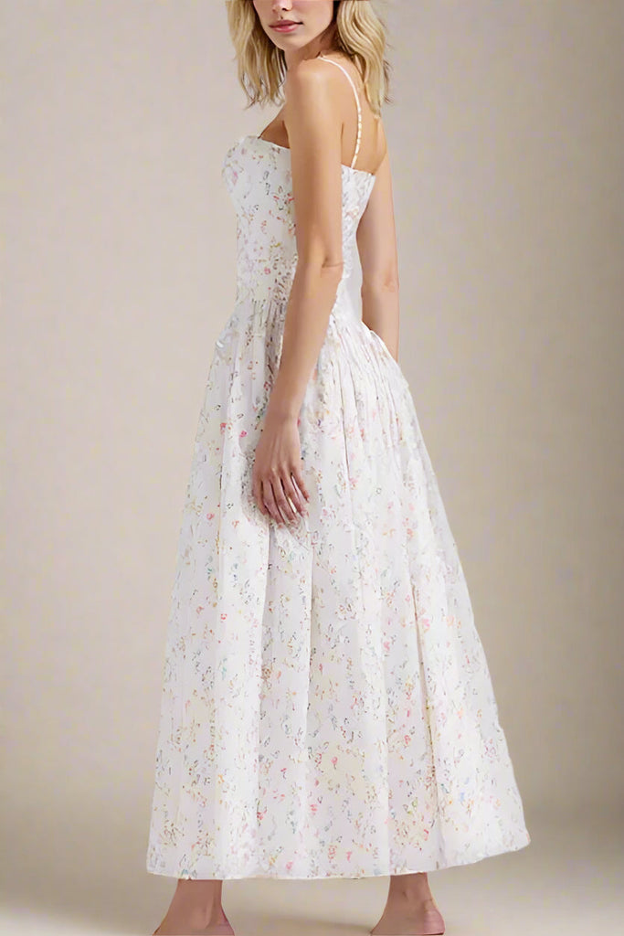 Stylish white dress | Tasmin Midi Dress - White Print - Ideal for special occasions