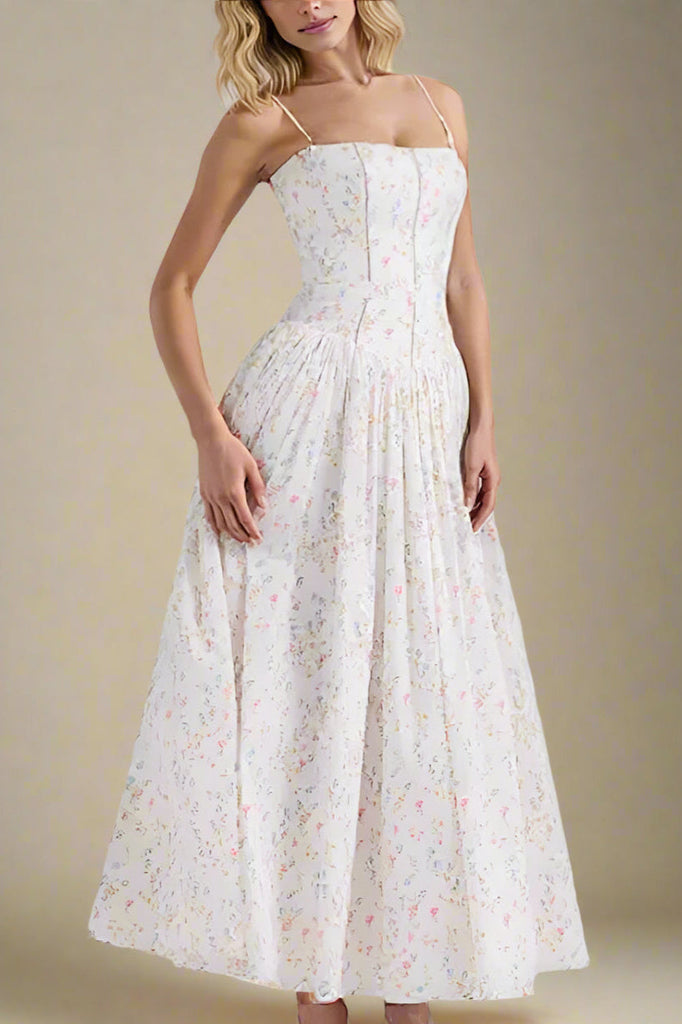 Stylish white dress | Tasmin Midi Dress - White Print - Ideal for special occasions