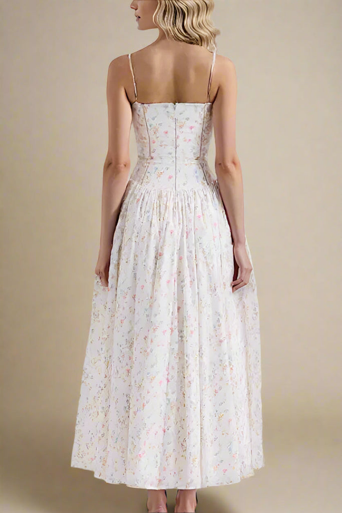 Tasmin Midi Dress - White Print - Stylish white dress for special occasions | Buy Online