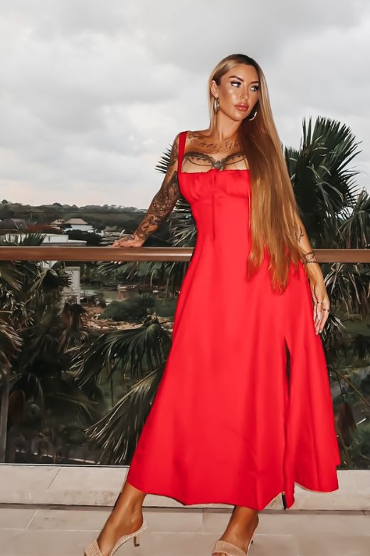 Taylor Day Midi Dress - Flamingo Pink - Stylish pink dress for special occasions | Buy Online