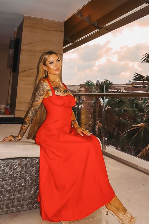 Shop  orange dress - Perfect for special occasions | Taylor Day Midi Dress - Pumpkin Orange