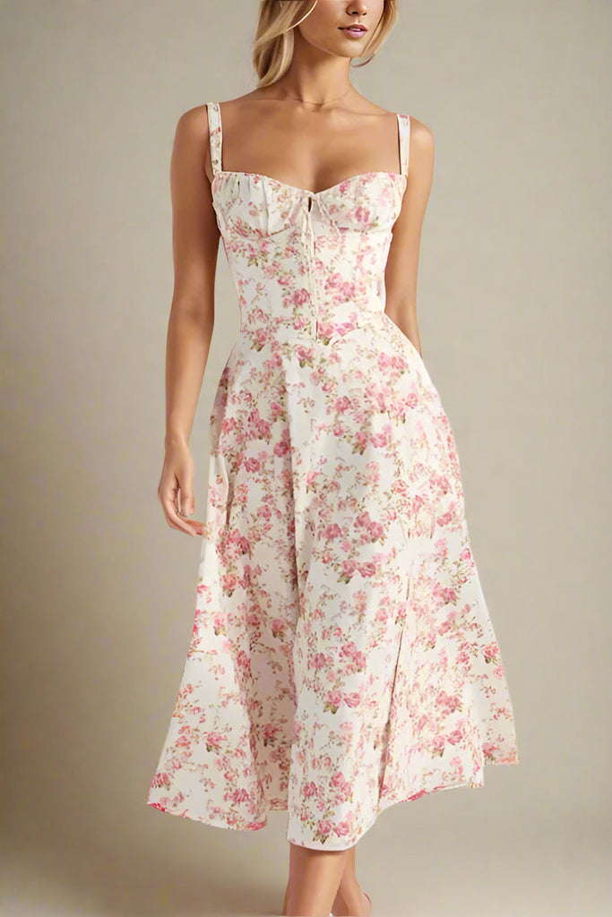 Stylish red dress | Taylor Day Midi Dress - Coral Red - Ideal for special occasions