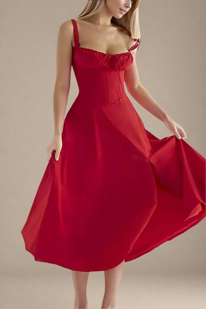 Stylish red dress | Taylor Day Midi Dress - Lipstick Red - Ideal for special occasions