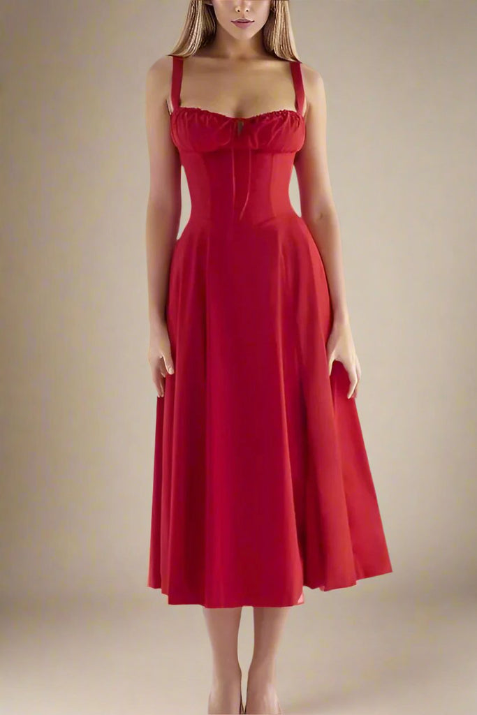 Taylor Day Midi Dress - Lipstick Red - Stylish red dress for special occasions | Buy Online