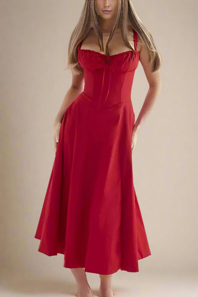 Stylish red dress | Taylor Day Midi Dress - Lipstick Red - Ideal for special occasions
