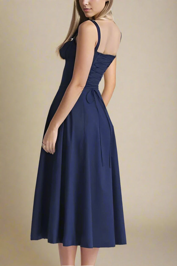 Stylish blue dress | Taylor Day Midi Dress - Navy Blue - Ideal for special occasions