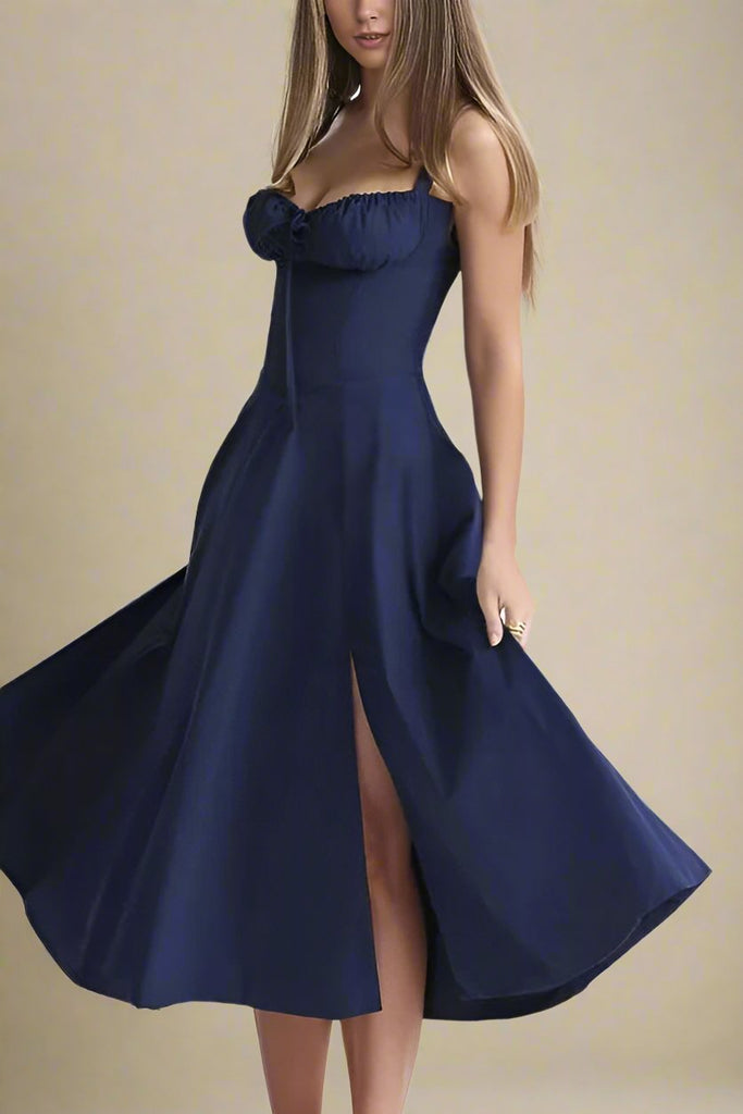 Stylish blue dress | Taylor Day Midi Dress - Navy Blue - Ideal for special occasions