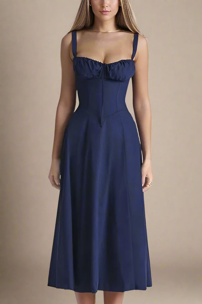 Stylish blue dress | Taylor Day Midi Dress - Navy Blue - Ideal for special occasions