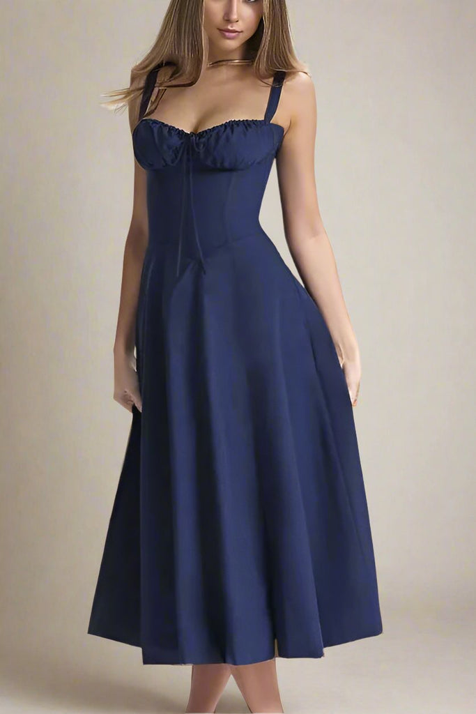 Stylish blue dress | Taylor Day Midi Dress - Navy Blue - Ideal for special occasions