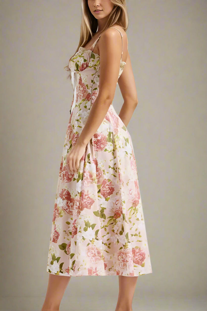 Stylish pink dress | Taylor Day Midi Dress - Salmon Pink - Ideal for special occasions