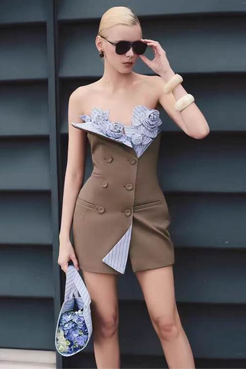 Shop  beautiful dress - Perfect for special occasions | 3D flowers Bustier Mini Dress