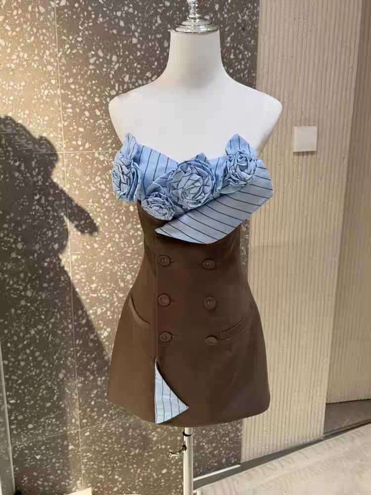 Stylish beautiful dress | 3D flowers Bustier Mini Dress - Ideal for special occasions