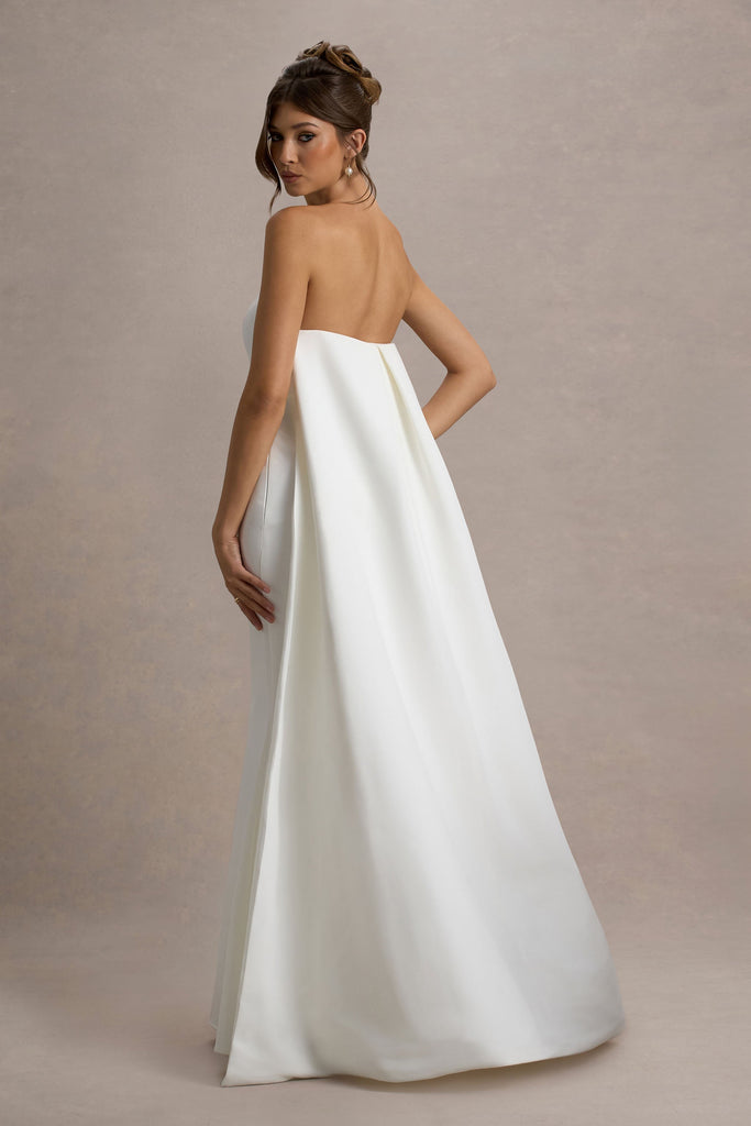 Shop  white dress - Perfect for special occasions | She's Trouble | White Bandeau Maxi Dress With Cape