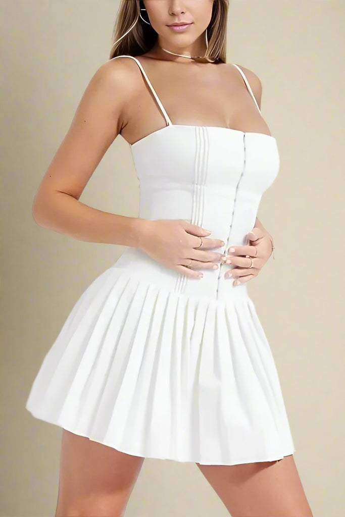 Stylish white dress | Vivien Bodycon Mini Dress - White Pearl - Ideal for special occasions