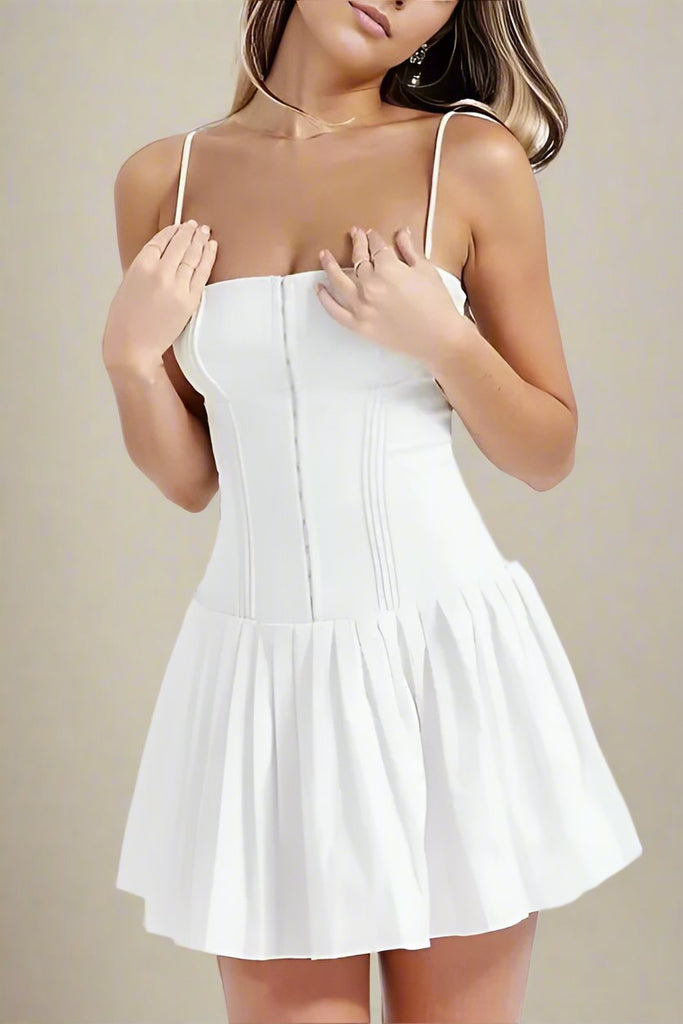 Stylish white dress | Vivien Bodycon Mini Dress - White Pearl - Ideal for special occasions