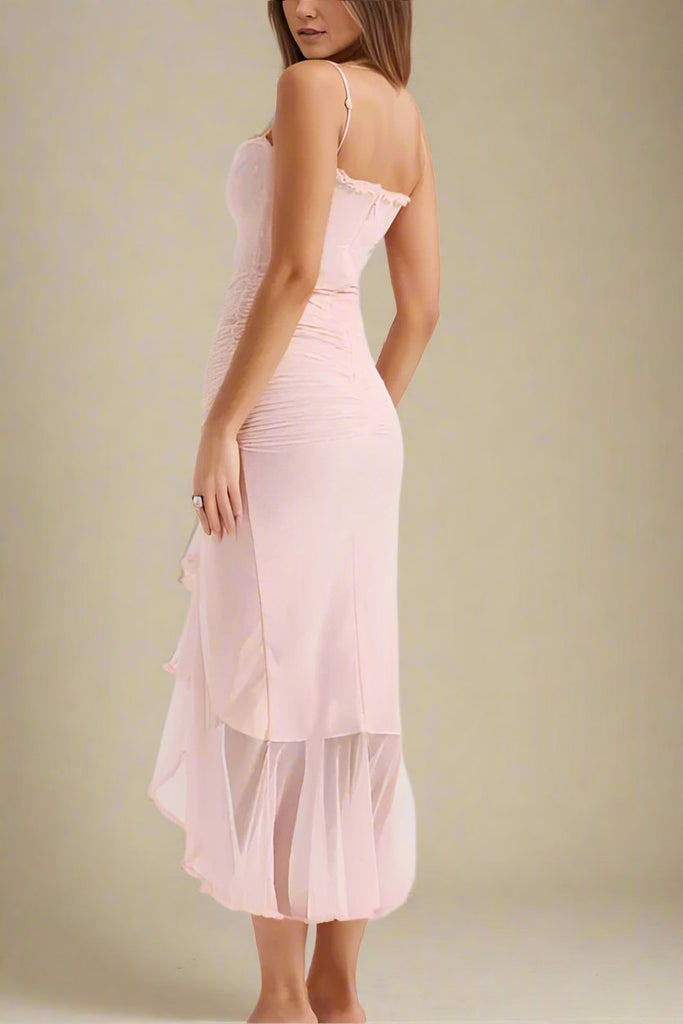 Shop  pink dress - Perfect for special occasions | Yasmin Bodycon Wrap Midi Dress - Dusty Pink