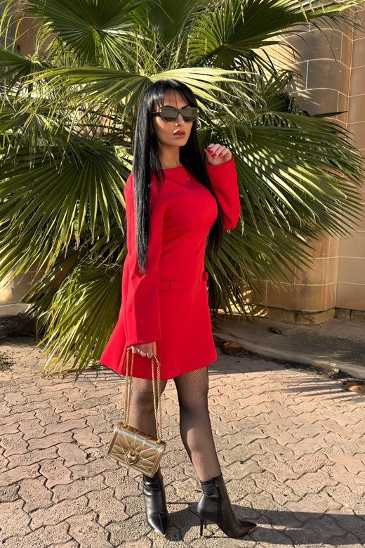 Shop  red dress - Perfect for special occasions | Zena Long Sleeve Bodycon Mini Dress - Lipstick Red