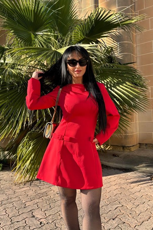 Shop  red dress - Perfect for special occasions | Zena Long Sleeve Bodycon Mini Dress - Lipstick Red