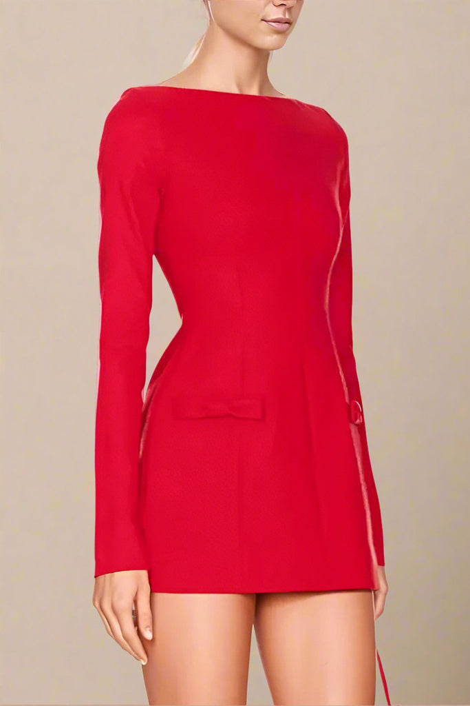 Shop  red dress - Perfect for special occasions | Zena Long Sleeve Bodycon Mini Dress - Lipstick Red