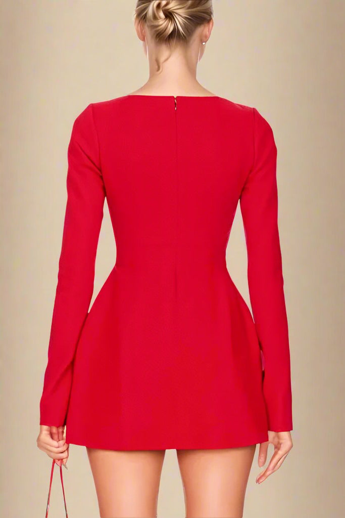Shop  red dress - Perfect for special occasions | Zena Long Sleeve Bodycon Mini Dress - Lipstick Red