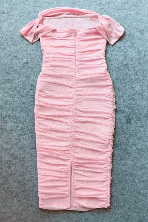 Zia Bodycon Wrap Midi Dress - Dusty Pink - Stylish pink dress for special occasions | Buy Online