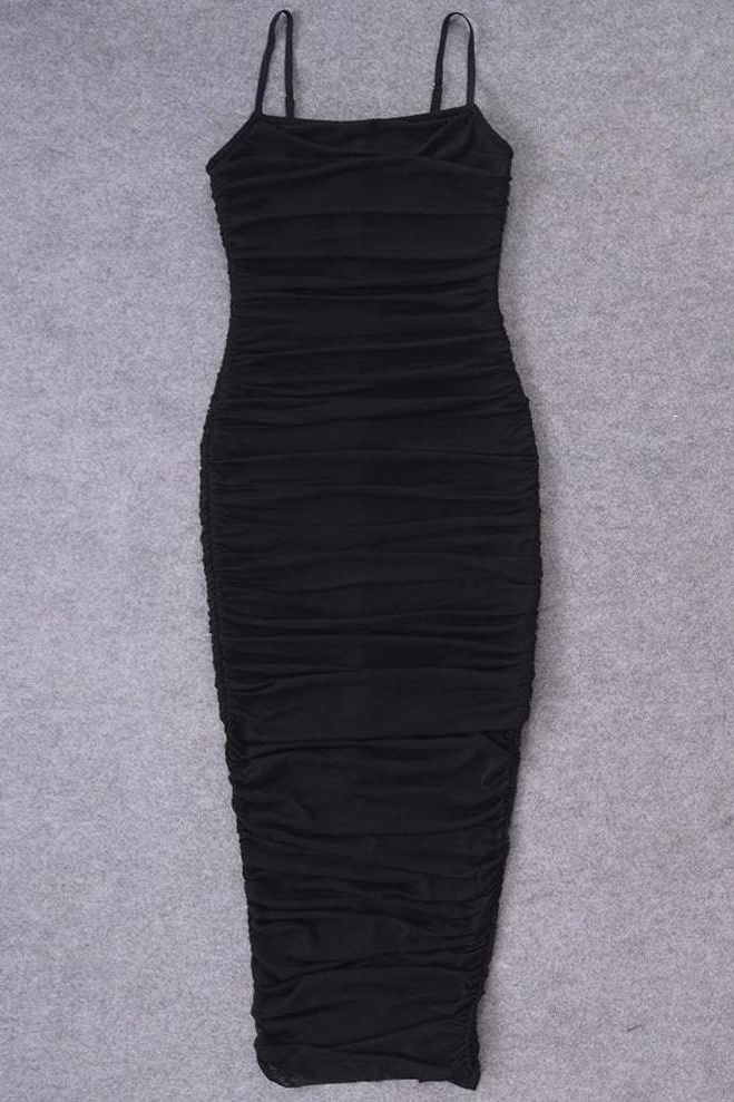 Zoe Bodycon Wrap Maxi Dress - Classic Black - Stylish black dress for special occasions | Buy Online