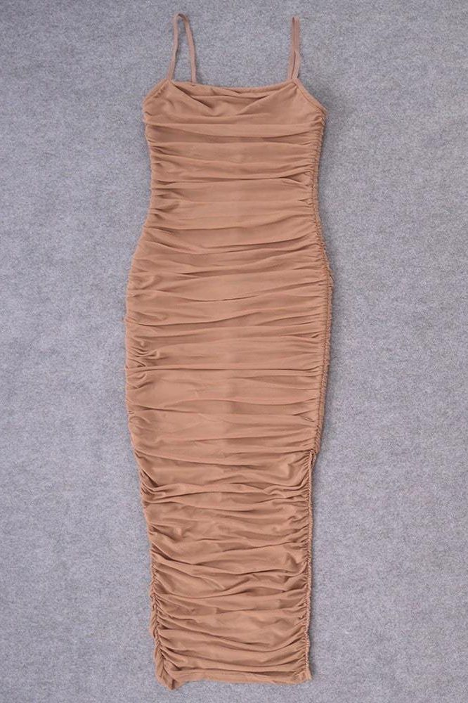 Stylish brown dress | Zoe Bodycon Wrap Maxi Dress - Tan Brown - Ideal for special occasions
